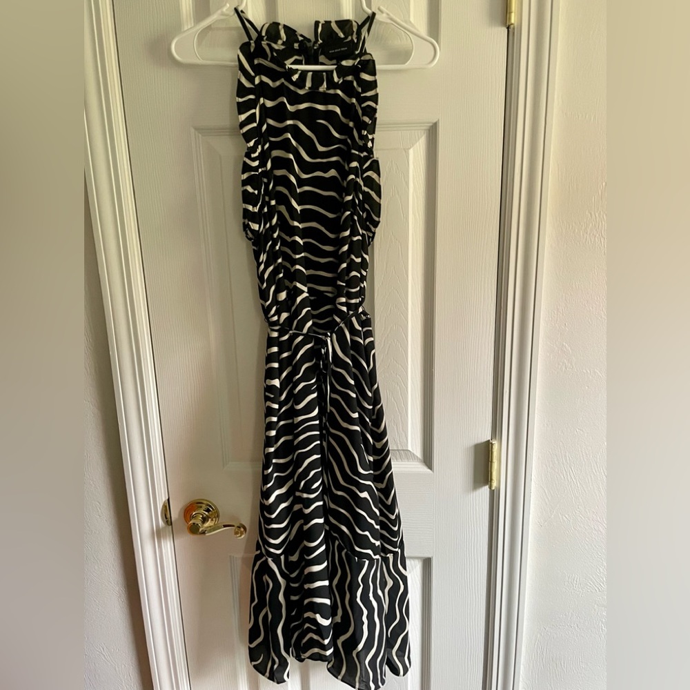 Who What Wear navy/cream zebra print dress, size L